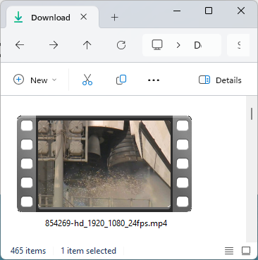Video in the file manager before changing its thumbnail